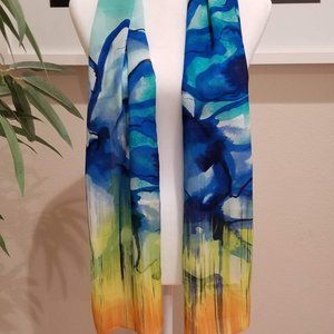 CYNTHIA ROWLEY | Yellow & Blue Watercolor Scarf